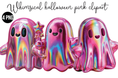 Whimsical Halloween pink Png Clipart Product Image 1