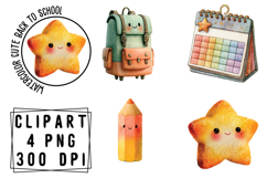 Watercolor Cute Back to School Png Clipart Product Image 1