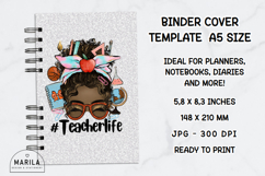 Dark skin Messy Bun Teacher Life Binder Cover Product Image 1