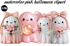 Watercolor Pink Halloween Png Clipart Product Image 1