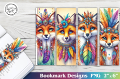 Fox Boho Printable Bookmark 4 PNG Product Image 1