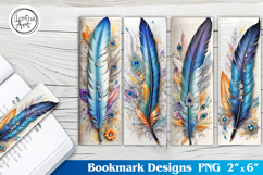 Feather and Flower Printable Bookmark 4 PNG Product Image 1