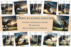 Tumbler Sublimation| Dinosaur Soccer Tumbler Wrap 20oz PNG Product Image 1