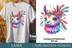 Lama Animal Boho Sublimation design PNG Product Image 1