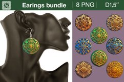 "Arabeska" earrings sublimation designs, 8 PNG Product Image 2