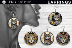 Cute Cat earrings sublimation designs, 4 PNG Product Image 1
