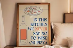 Pizza and Wine Print - Retro Food Poster Product Image 2