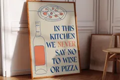 Pizza and Wine Print - Retro Food Poster Product Image 3