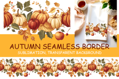 Autumn Pumpkins seamless2 borders PNG Product Image 1
