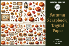 Autumn digital papers. Junk Journal page. Scrapbook Product Image 1