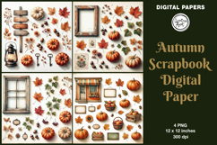 Autumn digital papers. Junk Journal page. Scrapbook Product Image 1