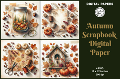 Autumn digital papers. Junk Journal page. Scrapbook Product Image 1