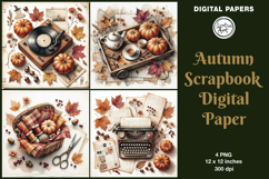 Autumn digital papers. Junk Journal page. Scrapbook Product Image 1
