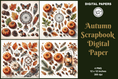 Autumn digital papers. Junk Journal page. Scrapbook Product Image 1
