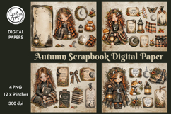 Autumn digital papers. Junk Journal page. Scrapbook Product Image 1