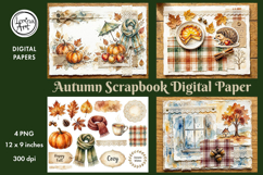 Cozy Autumn digital papers. Junk Journal page. Scrapbook Product Image 1