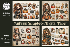 Autumn digital papers. Junk Journal page. Scrapbook Product Image 1