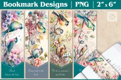 Birds & Flowers Printable Bookmark 4 PNG Product Image 1