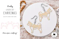 Siberian Husky Dog Earrings Laser Cut File | Dog SVG Design Product Image 1