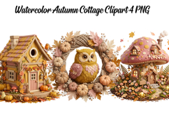 Watercolor Autumn Cottage Png Clipart Product Image 1