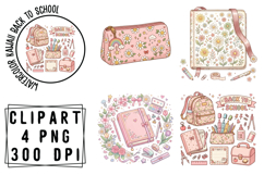 Watercolor Cute Back to School Png Clipart Product Image 1