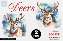 Watercolor Deers cliparts. 2 PNG sublimations Product Image 1