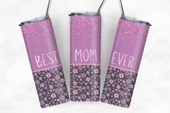 Watercolor Best Mom tumbler wrap - 20oz Straight Product Image 2