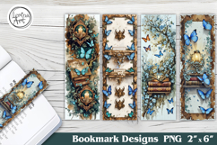 Butterfly &amp; Lantern Printable Bookmark 4 PNG Product Image 1