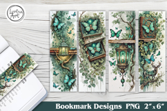 Butterfly &amp; Lantern Printable Bookmark 4 PNG Product Image 1