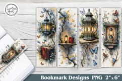 Butterfly &amp; Lantern Printable Bookmark 4 PNG Product Image 1