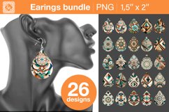 Boho earrings sublimation designs, 26 PNG Product Image 1