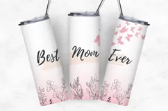 Watercolor Best Mom tumbler wrap - 20oz Straight Product Image 3