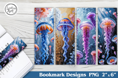 Jellyfish Printable Bookmark 4 PNG Product Image 1