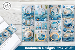 Summer Ocean Printable Bookmark 4 PNG Product Image 1