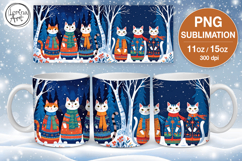Christmas mug wrap. 11&amp;15oz Boho Cat Product Image 1