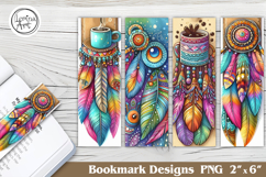 Boho Feather Printable Bookmark 4 PNG Product Image 1