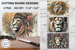 Boho Lion Cutting Board Designs / 4 PNG Product Image 1