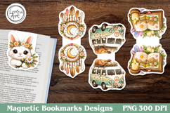 Boho Summer Magnetic Bookmarks 4 PNG Product Image 1