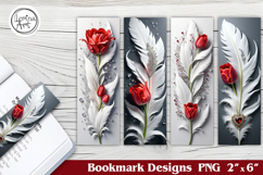 Feather and Flower Printable Bookmark 4 PNG Product Image 1
