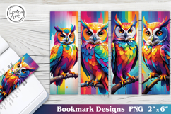 Rainbow Owl Printable Bookmark 4 PNG Product Image 1