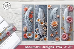 Feather and Flower Printable Bookmark 4 PNG Product Image 1