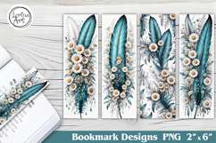 Feather and Flower Printable Bookmark 4 PNG Product Image 1