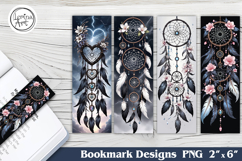 Flower Dream Catcher Printable Bookmark 4 PNG Product Image 1