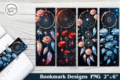Flower Dream Catcher Printable Bookmark 4 PNG Product Image 1