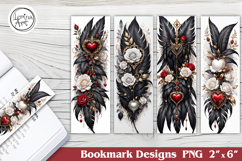Feather and Flower Printable Bookmark 4 PNG Product Image 1