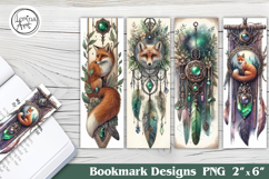 Fox Dream catcher Printable Bookmark 4 PNG Product Image 1