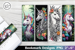 Unicorn Printable Bookmark 4 PNG Product Image 1