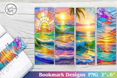 Vivid Sunset Printable Bookmark 4 PNG / stained glass Product Image 1