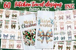 Christmas Coquette bows sublimation kitchen tea towel BUNDLE Product Image 1