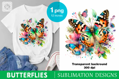 Watercolor Butterflies sublimation print design PNG Product Image 3